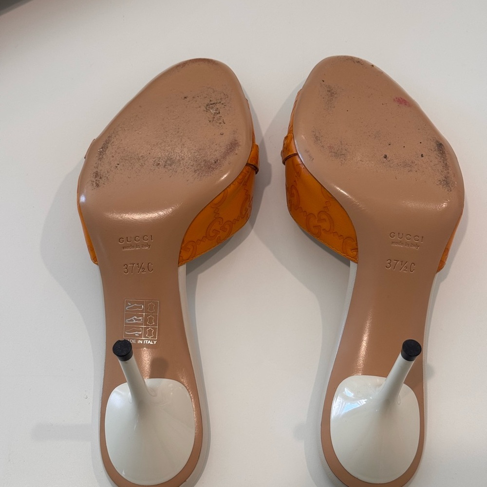 Gucci Orange Heeled Mules with Silver Accent - Picture 5 of 5